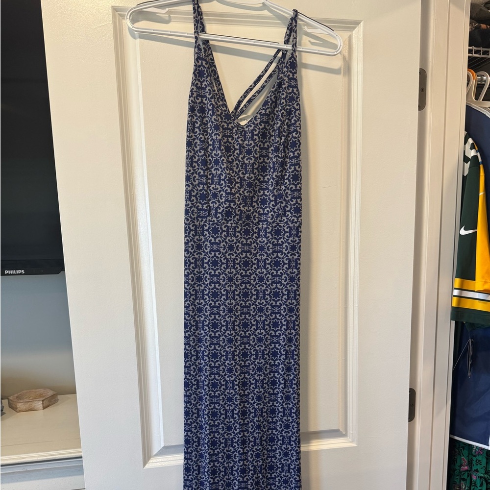 Market & Spruce Blue Floral Knit Maxi Dress
